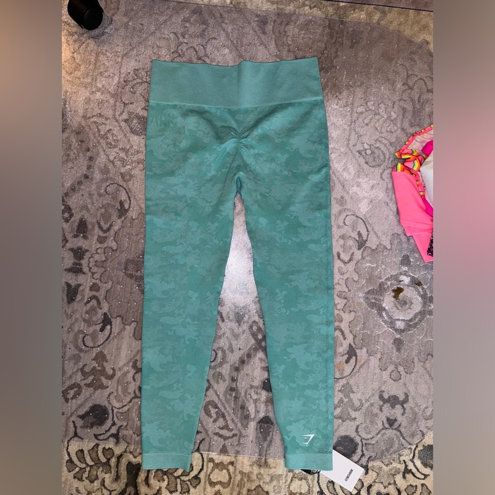 Gymshark adapt camo seamless  leggings in aqua size large new with tags